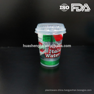 Disposable Custom Printed 300ml Clear PP Plastic Cup with Lid